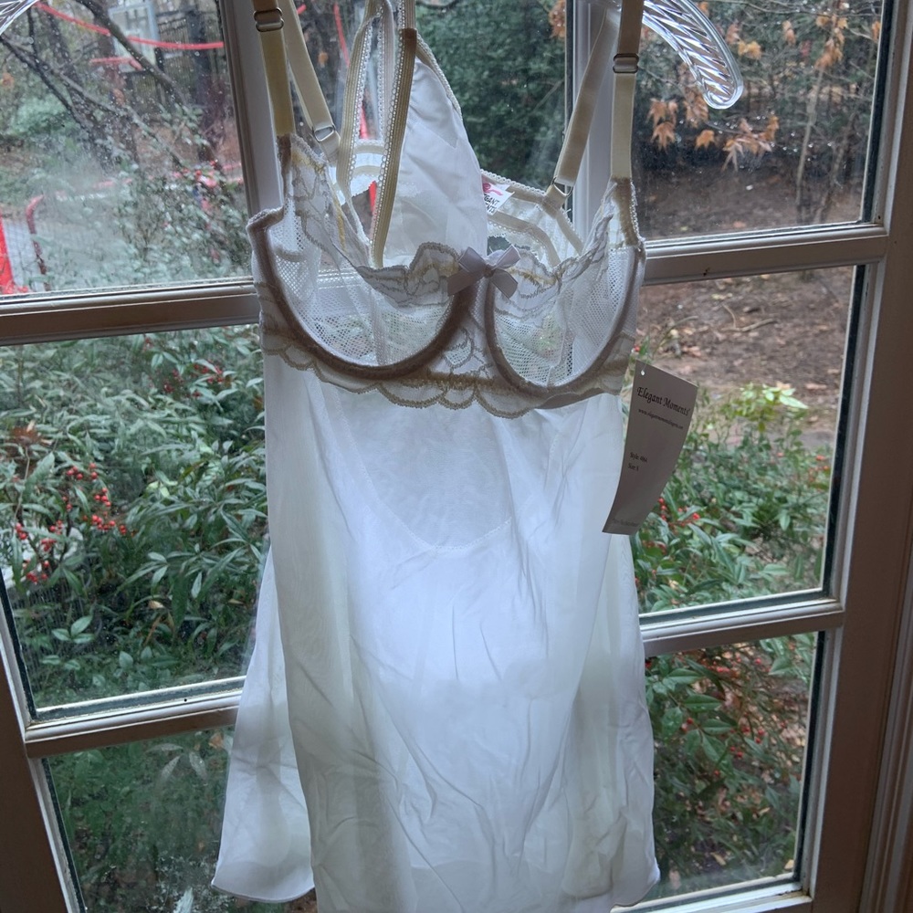 Cream slip and thong set. Size S